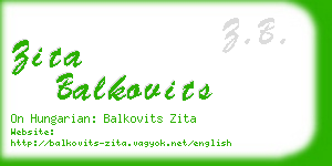 zita balkovits business card